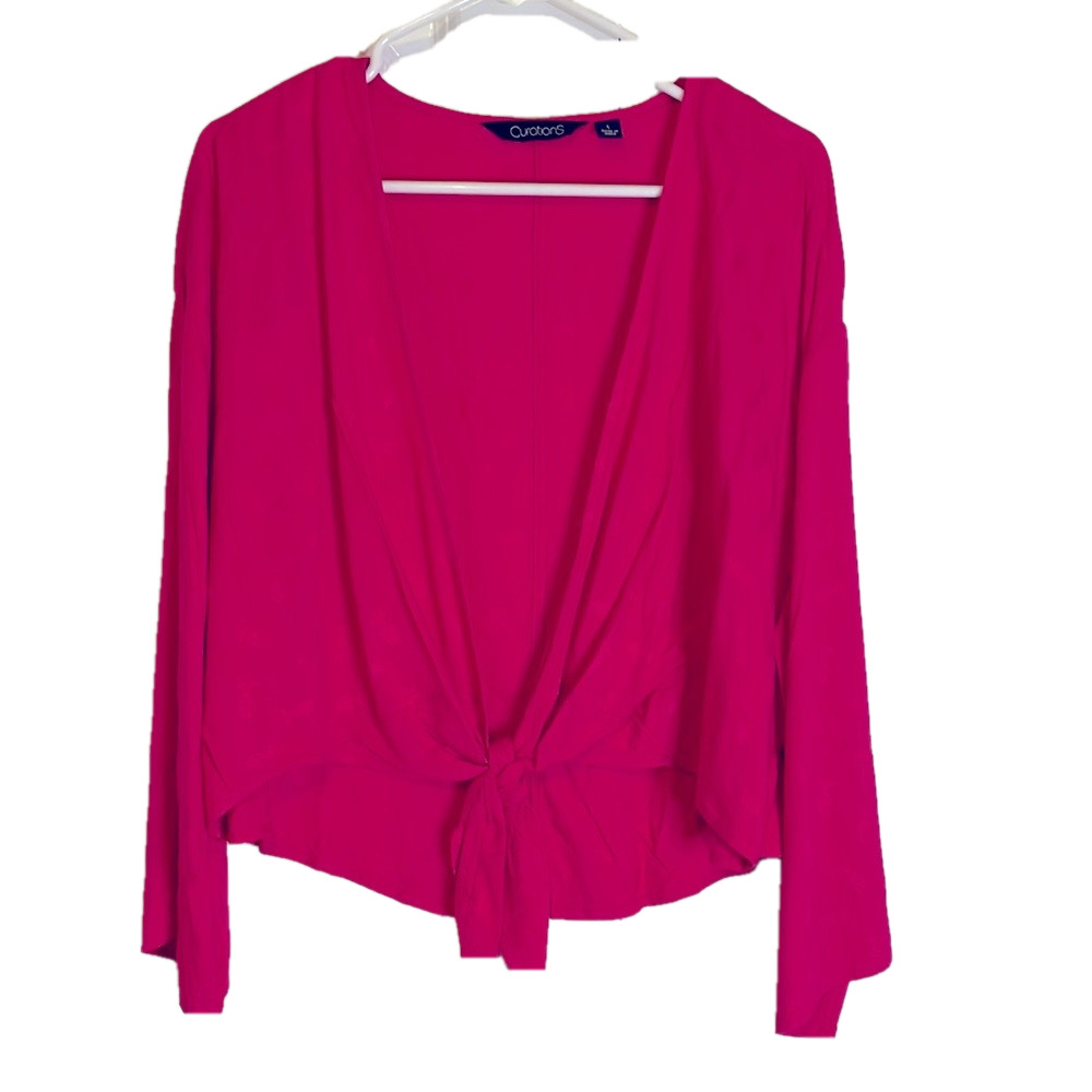 CURATIONS Tie-Front Shaw or Swim Cover Up, Women’s L, Pink